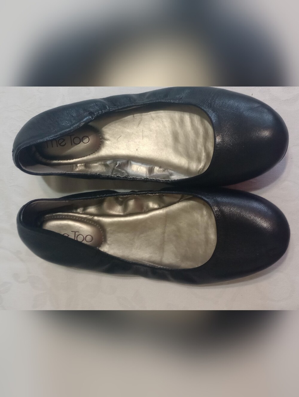 me too Black Leather Ballet Flats